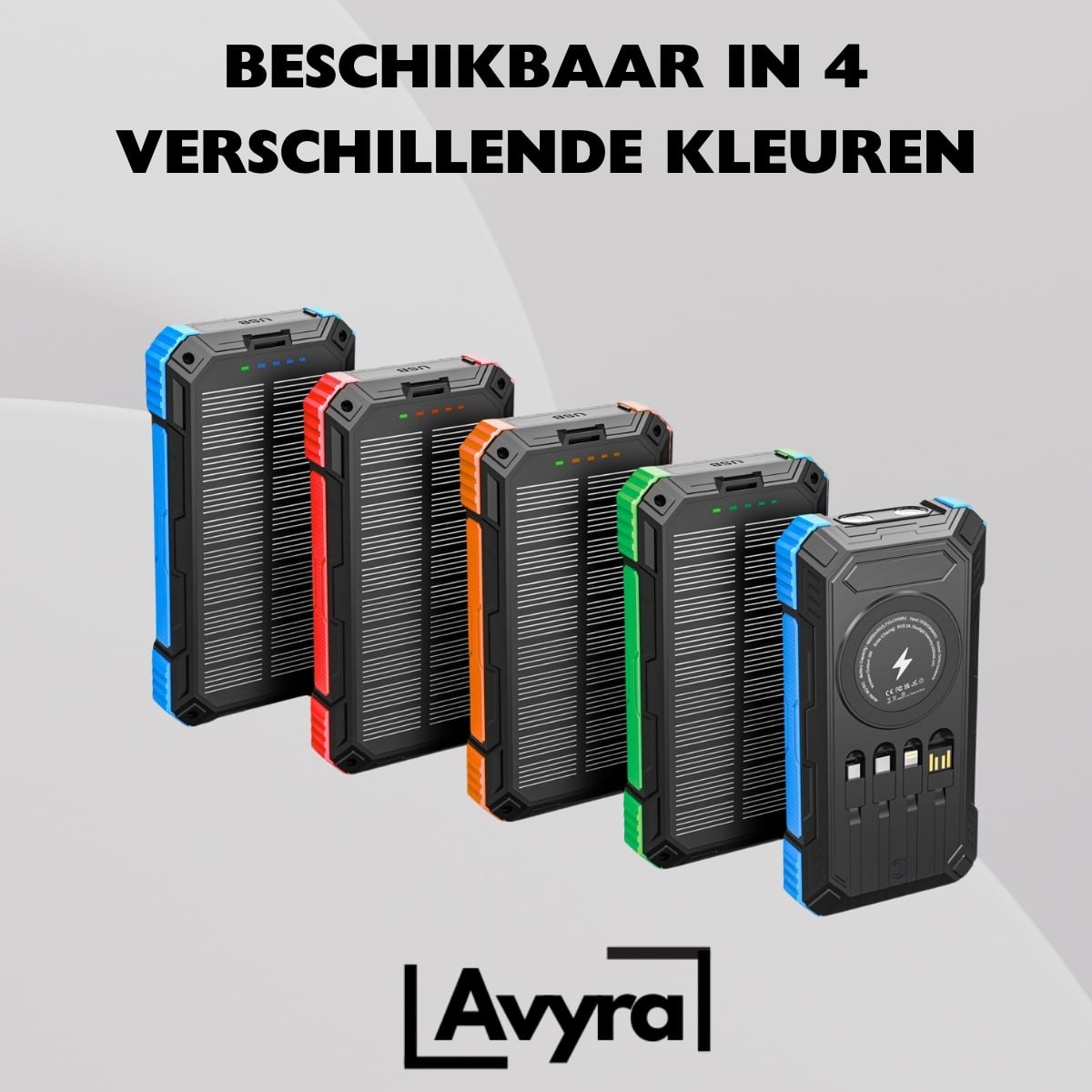 Avyra Solar Powerbank 20000mAh 15W Draadloos Opladen - 22.5W Snellader